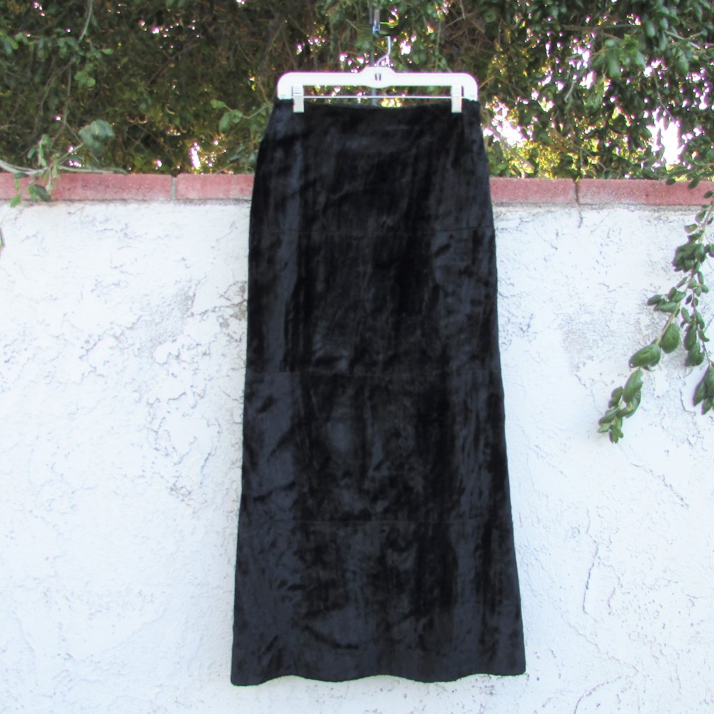 Philippe Adec Black Faux Brushed Fur Maxi Skirt 10/42